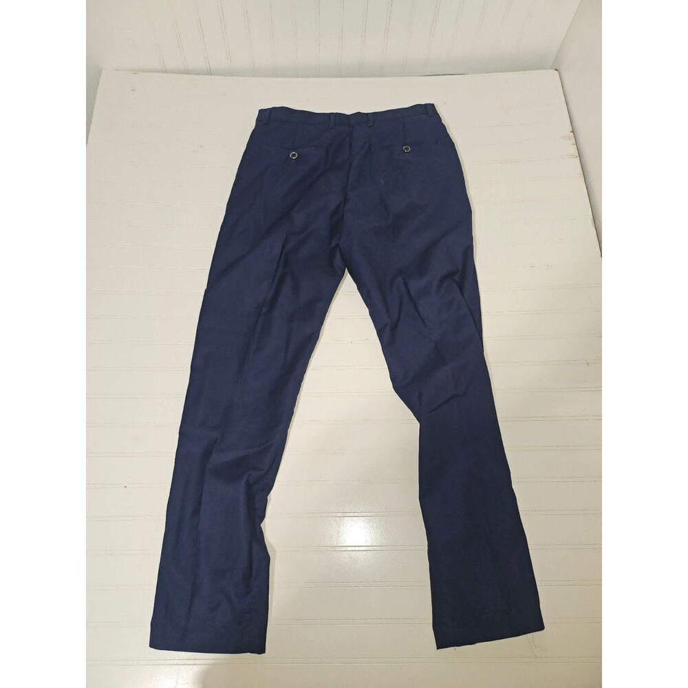 Men's Blue Dress Pants Size Small Straight Leg Flat Front Career Office Slacks